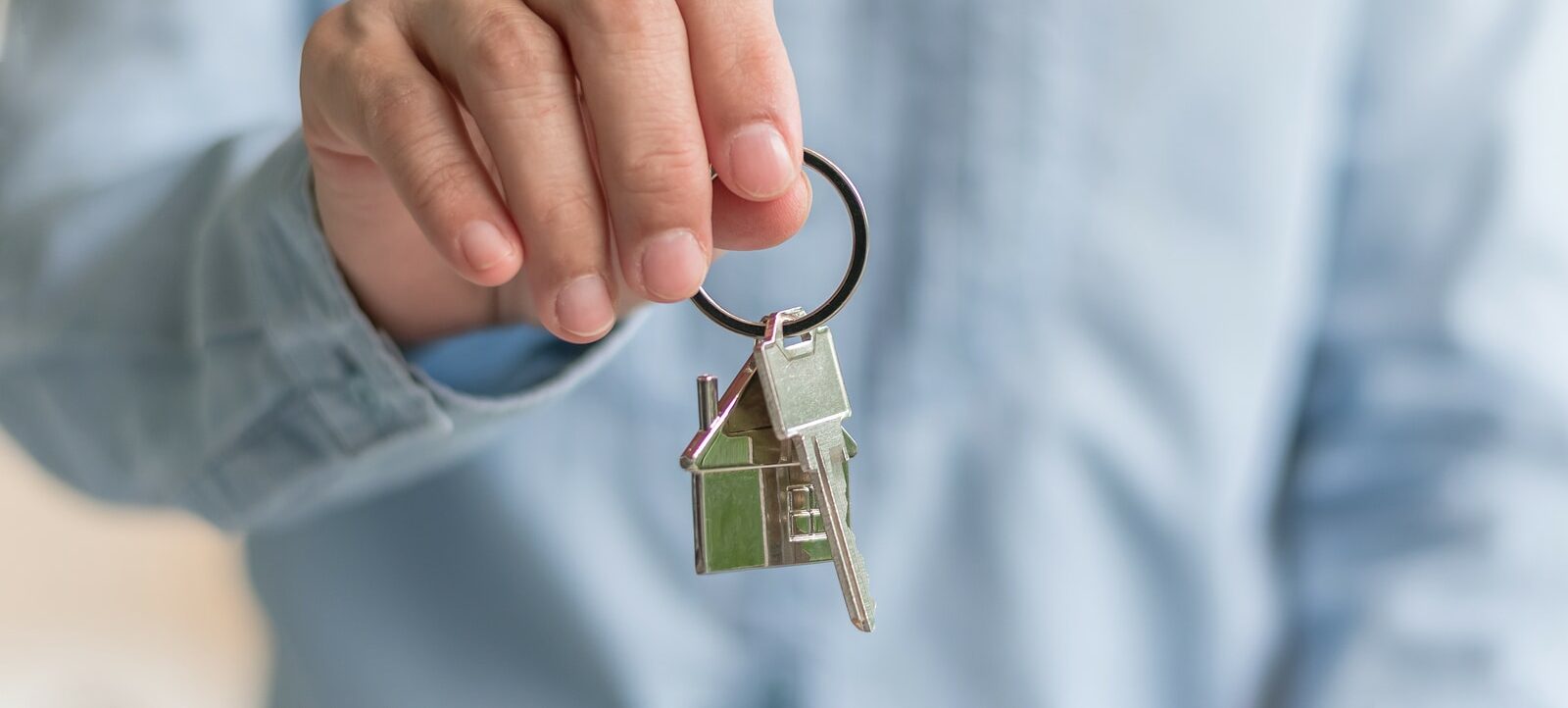 House Key In Landlord, Real Estate Sale Person Or Home Insurance